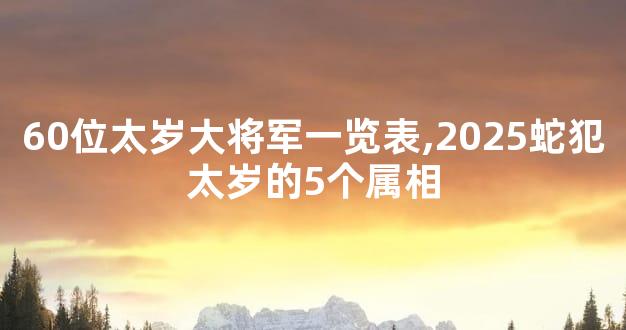 60位太岁大将军一览表,2025蛇犯太岁的5个属相