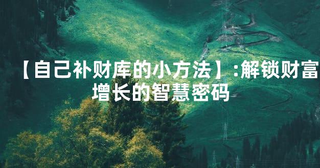 【自己补财库的小方法】:解锁财富增长的智慧密码