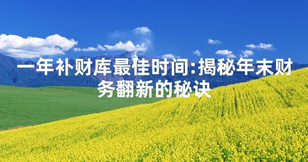 一年补财库最佳时间:揭秘年末财务翻新的秘诀