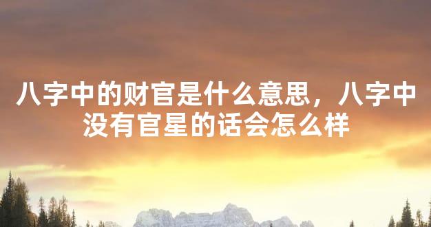 八字中的财官是什么意思，八字中没有官星的话会怎么样