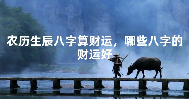 农历生辰八字算财运，哪些八字的财运好