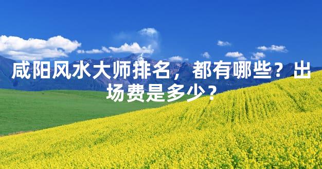 咸阳风水大师排名，都有哪些？出场费是多少？