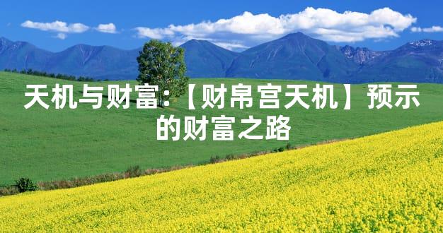 天机与财富:【财帛宫天机】预示的财富之路