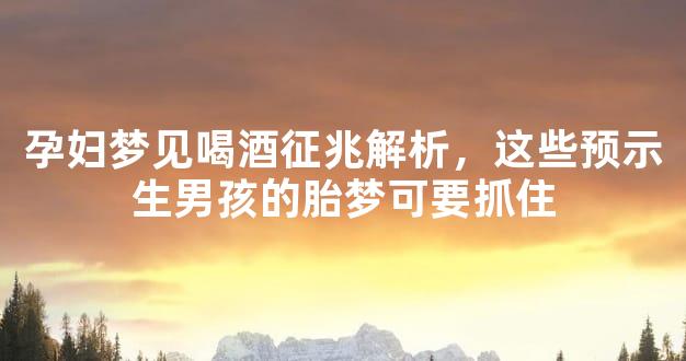 孕妇梦见喝酒征兆解析，这些预示生男孩的胎梦可要抓住