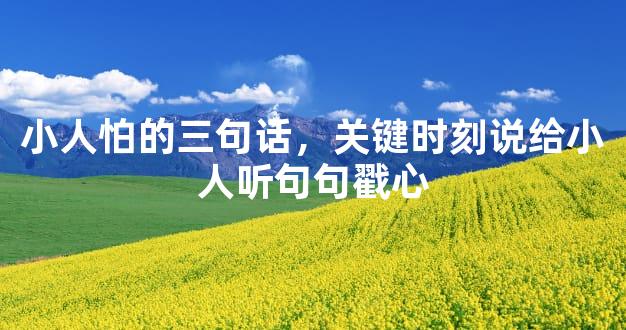 小人怕的三句话，关键时刻说给小人听句句戳心