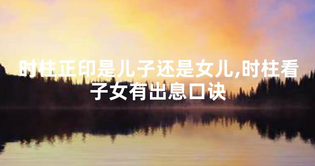 时柱正印是儿子还是女儿,时柱看子女有出息口诀