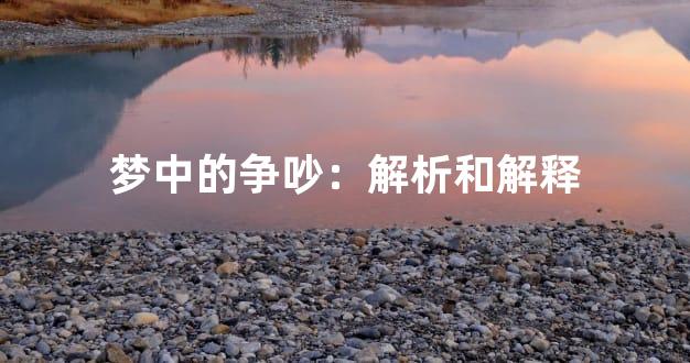 梦中的争吵：解析和解释