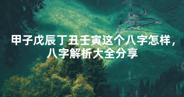 甲子戊辰丁丑壬寅这个八字怎样，八字解析大全分享