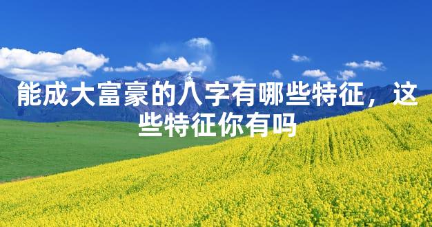 能成大富豪的八字有哪些特征，这些特征你有吗